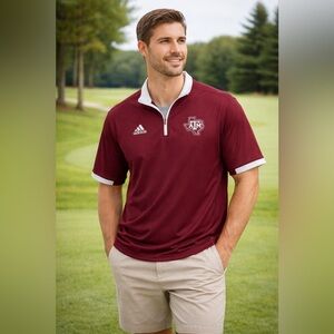 Texas A&M Mens Quarter Zip Pullover Maroon Medium
Short Sleeve Adidas NCAA